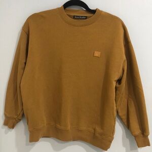 ACNE STUDIOS Fairview Face Crew Neck Sweatshirt Caramel Brown Unisex Size XXS